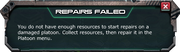 Not have enough resources to start repairs